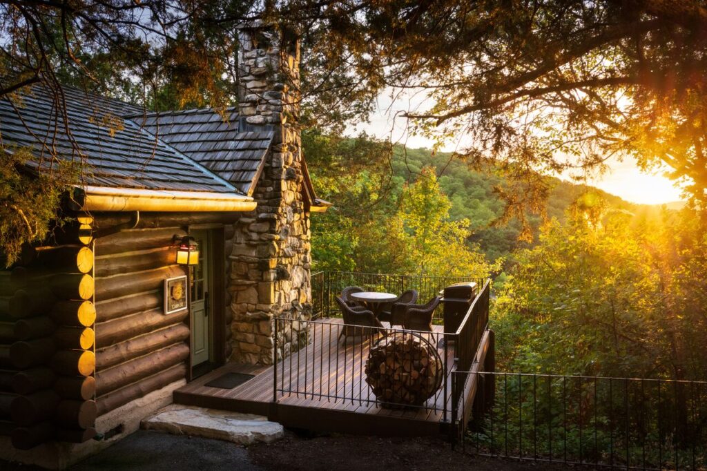 cabin at sunset at big cedar lodge