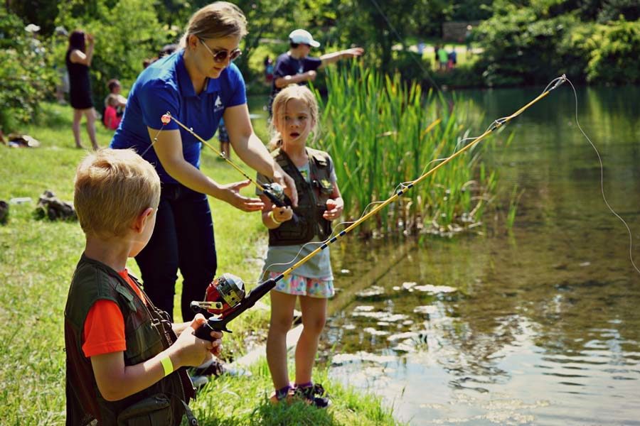 Kids-Fishing A little boy and little girl fishing in the