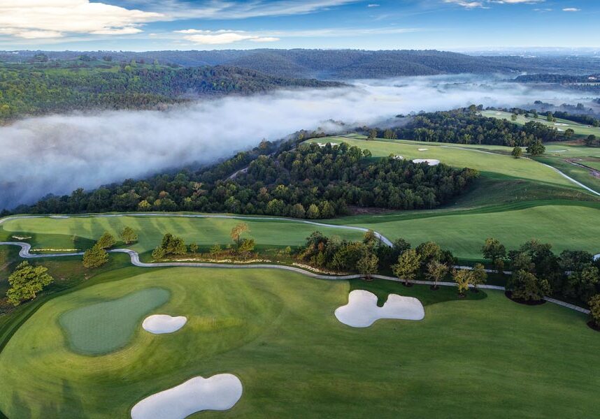 Paynes Valley aerial of golf course at Big Cedar Paynes Valley aerial of golf course at Big Cedar