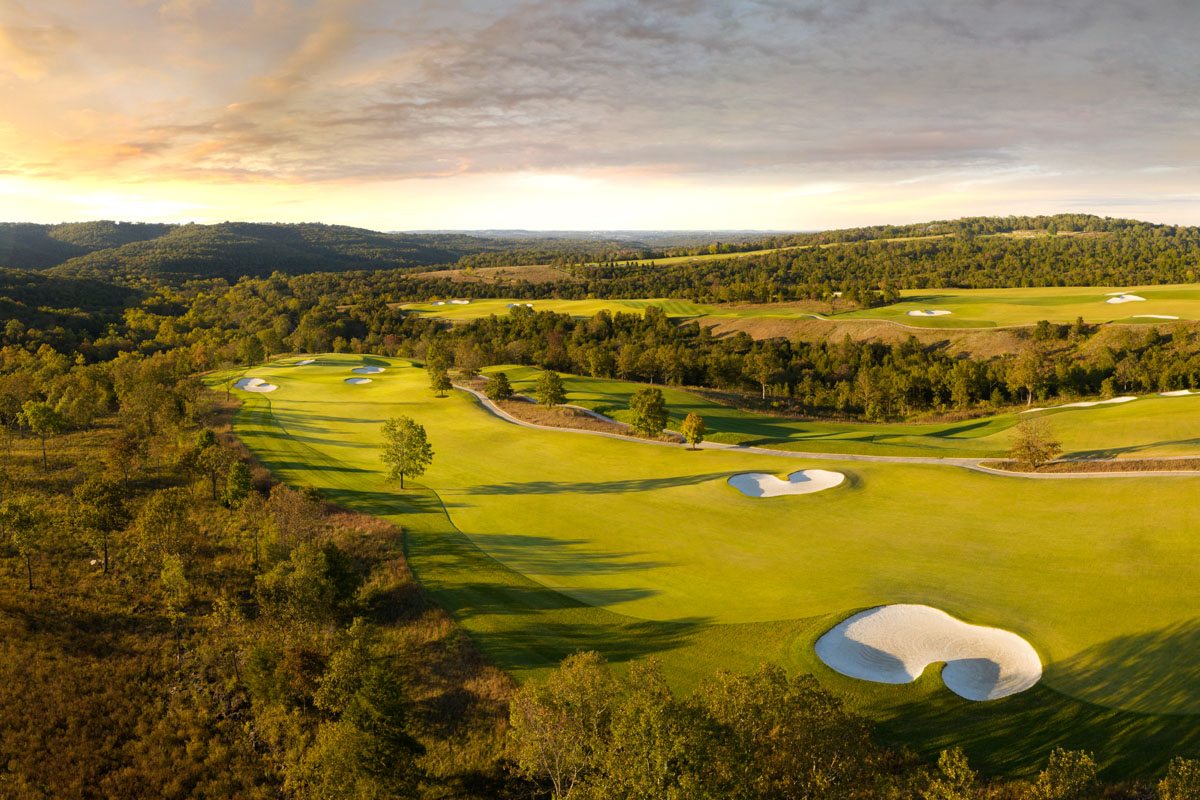 Set among the majestic Ozark Mountains near the Big Cedar Lodge, Payne’s Valley is the first public TGR Design golf course in the United States. Sprawling, wide fairways  showcase playability, while also allowing strategic angles and shot values to be emphasized to challenge experienced players. The green surrounds are designed to promote creativity and a variety of recovery options, while the fairway rough will be maintained to low heights of cut to further promote a fun, enjoyable golf experience.