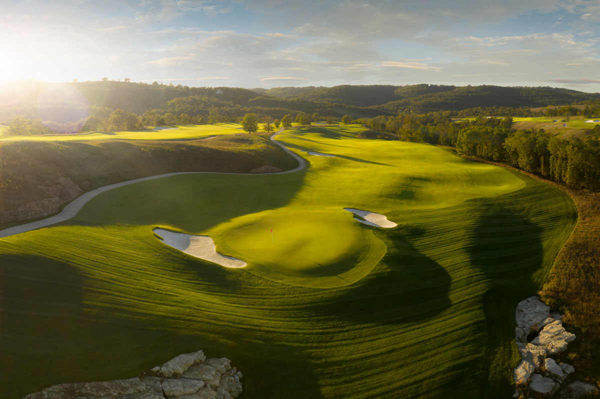 Set among the majestic Ozark Mountains near the Big Cedar Lodge, Payne’s Valley is the first public TGR Design golf course in the United States. Sprawling, wide fairways  showcase playability, while also allowing strategic angles and shot values to be emphasized to challenge experienced players. The green surrounds are designed to promote creativity and a variety of recovery options, while the fairway rough will be maintained to low heights of cut to further promote a fun, enjoyable golf experience.