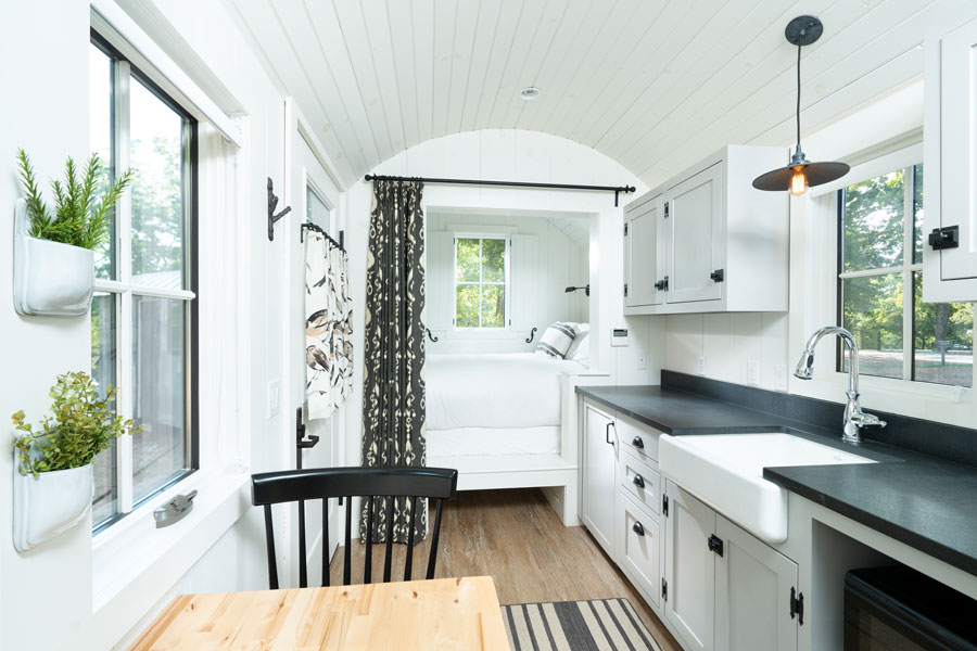 Shepherd's Hut luxury camping cabin at Camp Long Creek at Big Cedar