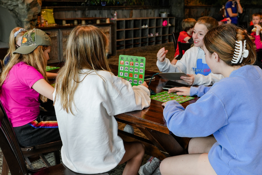 Family playing bingo