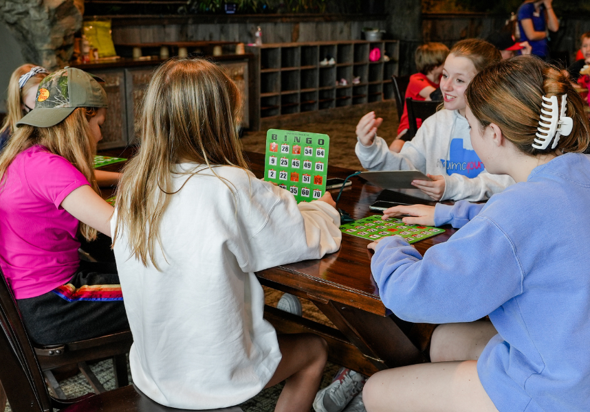 Family playing bingo